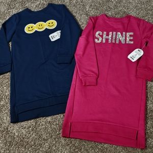 Long sleeve girl 2 dresses bundle new with tags wonder nations pink and navy